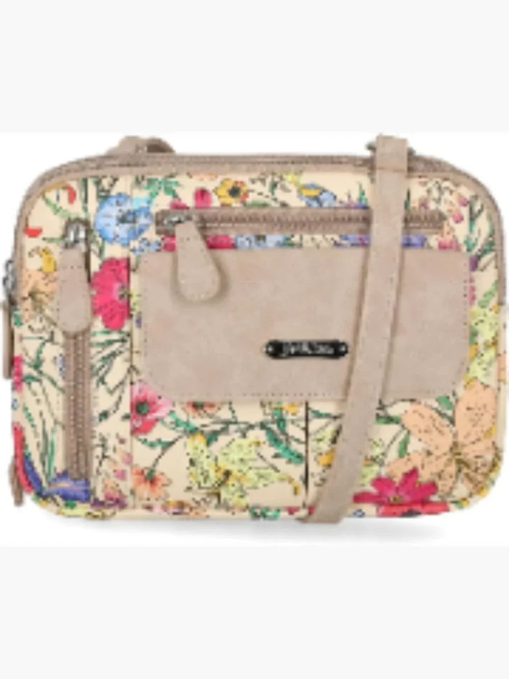 Vegan Leather Crossbody Bag with Triple Zip Compartments and 10 Pockets
